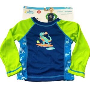Sun Smart Toddler Rash Guard 18-24 Months NWT UPF 50+ Dino Swim Tee Long Sleeve